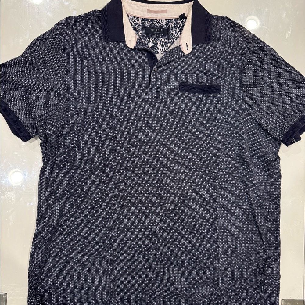 Ted Baker Navy and Cream Polo Shirt